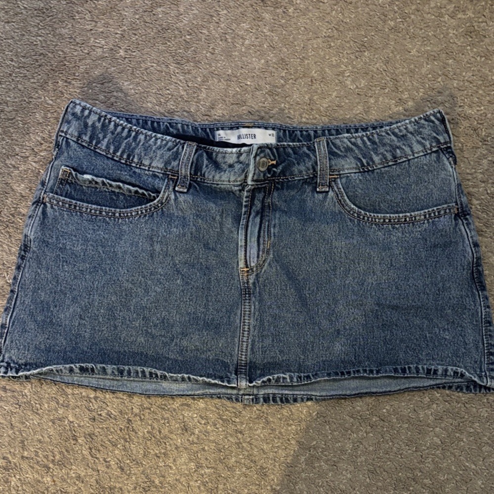 Hollister Classic Blue Mini Jean Skirt with built in shorts